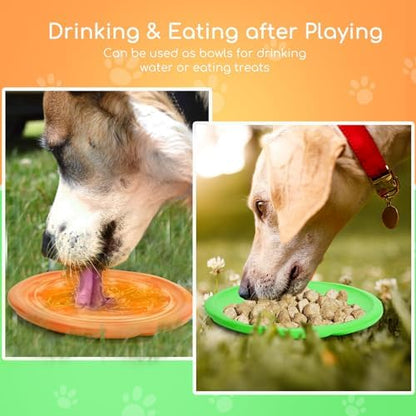 Nobleza 2 Pack Dog Flying Disc, 8in Interactive Flyer Dog Toys for Small Medium Large Dogs to Fetch, Durable Outdoor Dog Disc Toy for Long-Distance Flies and Floats on Water, Orange & Green - Image 4