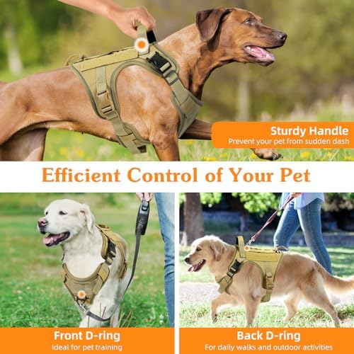 VavoPaw Heavy Duty Tactical Dog Harness for Medium Dog, No Pull Adjustable - Image 5