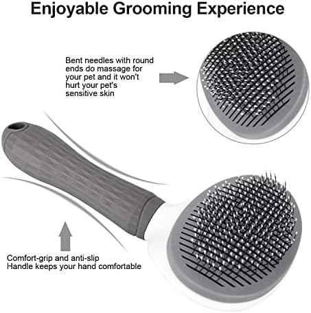 Depets Cat Brush for Shedding, Skin Friendly Self-Clean Dog Slicker Brush - Image 2