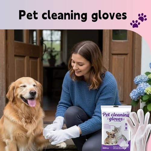 Pet Glove Wipes for Dogs & Cats, 30Pcs Deodorizing Cleaning Gloves with Coconut Oil, Vet Recommended Hypoallergenic Bathless Grooming Wipes for Paws, Body & Ears, No-Rinse - Image 5