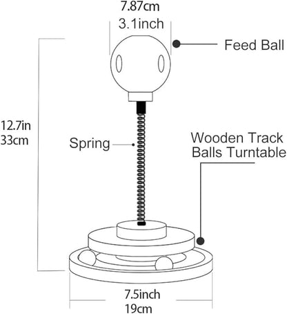 Marchul Cat Puzzle Feeder, Interactive Cat Toy with Treat Dispenser & Roller Track Ball, Wooden Slow Feeder Ball for Indoor Cats, 3-in-1 Food Puzzle Toy for Mental Stimulation