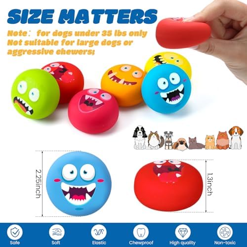 Hungdao 12 Pcs Squeaky Dog Toys, Small Dog Ball Bulk, Rubber Latex, Novelty - Image 2