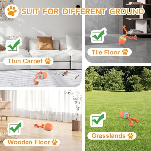 Interactive Dog Toy, [Newly Upgraded] Motion Activated Rolling Squeaky Ball for Medium/Large Dogs, Automatic Moving Dogs Ball for Boredom, USB Rechargeable(Orange) - Image 6