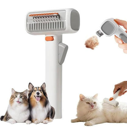 2-in-1 Pet Self-Detangling & Grooming Comb, 2026 New Deshedding Tool for Dogs & Cats, Undercoat Rake & Brush for Long or Short Hair, Removes Mats, Tangles & Loose Fur (White*1)
