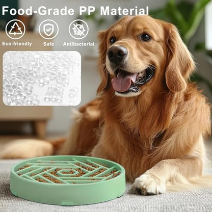 TOBYTO Slow Feeder Dog Bowls Large Medium Breed,Anti-Choking Slow Eating Dog Food Bowl,Non Slip Pet Slower Food Feeding Bowls Large Puzzle Slow Feeder Bloat Stop Maze Dog Dishes,Bean Green - Image 2