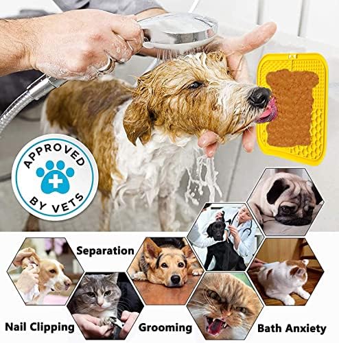 Lick Mat for Dogs, Large Dog Lick Mat with Suction Cups for Anxiety, Peanut Butter Dog Licking Mat Slow Feeder Dispensing Treater Lick Pad for Dogs Cats Grooming Bathing and Training(Yellow) - Image 7