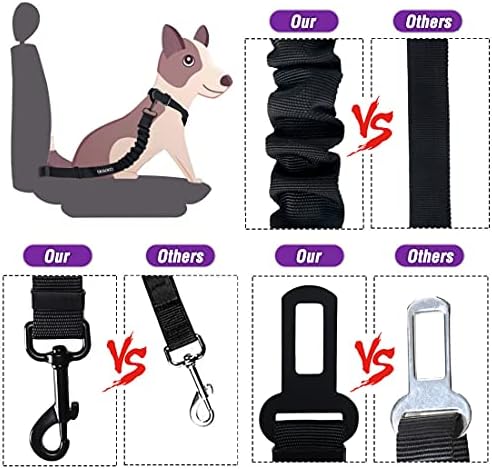 COOYOO Dog Seat Belt,3 Piece Set Retractable Dog Car Harness Adjustable for Vehicle Nylon Pet Safety Heavy Duty & Elastic - Image 4