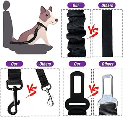 COOYOO Dog Seat Belt,Retractable Dog Car Harness Seat Belt for Car Adjustable Nylon Pet Safety Seat Belts Heavy Duty & Elastic Bungee Buffer - Image 6