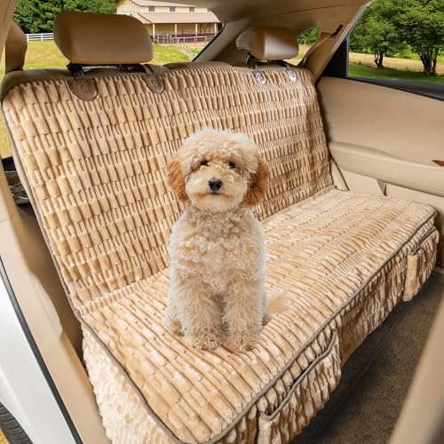 Dog Car Seat Cover, Soft Plush Waterproof Back Seat Protector, Tan by YOVEEKLE