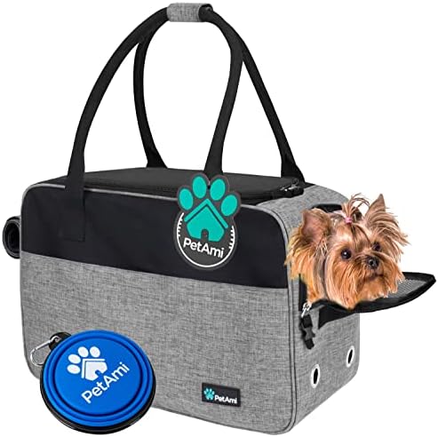 PetAmi Small Dog Purse Carrier with Pockets, Airline Approved, Grey by PetAmi
