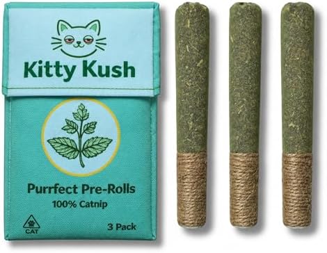 Kitty Kush Catnip Pre-Roll Toys (3-Pack) – Funny Catnip Toys for Cats – Interactive Cat Toy Set for Indoor Cats – 100% Catnip Filled by Jollypaws