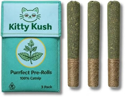 Kitty Kush Catnip Pre-Roll Toys (3-Pack) – Funny Catnip Toys for Cats – Interactive Cat Toy Set for Indoor Cats – 100% Catnip Filled by Jollypaws