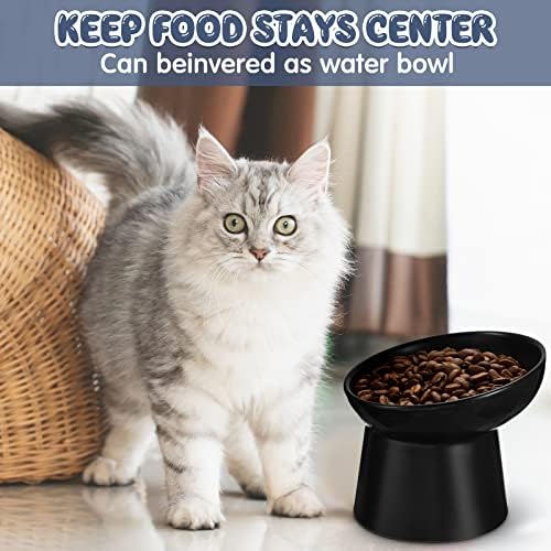 Tanlade 4 Pcs Ceramic Raised Cat Bowls, Elevated Tilted Cat Bowl for Food Water, Stress Free, Backflow Prevention, Dishwasher Microwave Safe, Feeder Dish for Indoor Kitten, Small Dogs(White and Black) - Image 5