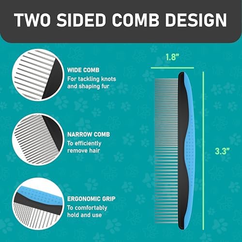 Maxpower Planet Pet Grooming Brush - Double Sided Shedding and Dematting Undercoat Rake Comb for Dogs and Cats,Extra Wide (C2 - Brush & Comb, Large) - Image 2