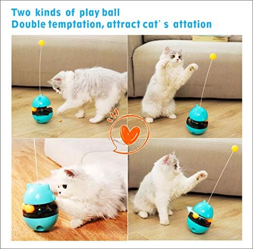 SUJAYU Cat Toy Funny Tumbler Interactive Ball, Treat Dispenser Automatic No-Electronic Move, More Exercise for Indoor Cats Kittens, Cat Self-Play IQ Traning Treat Toy Ball, Blue - Image 4
