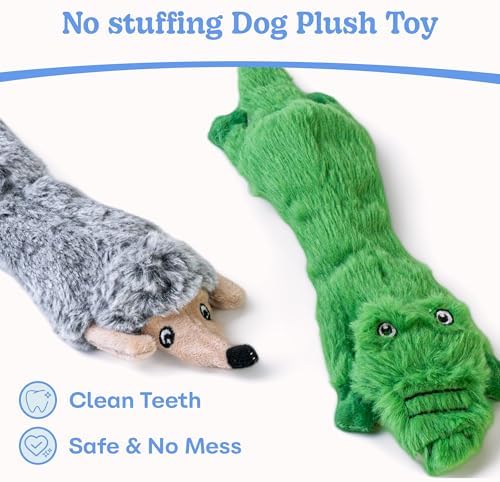 SHARLOVY Dog Squeaky Toys No Stuffing 2 Pack, Plush Crinkle Dog Toys for Large Breed, Durable Doggie Chew Cute Animals Puppy Toy for Teething - Image 2