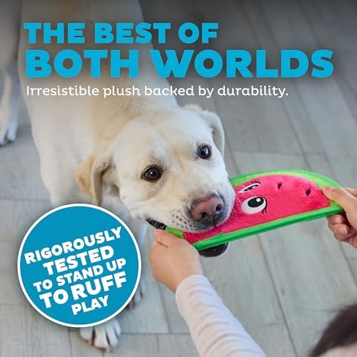 Outward Hound Tough Skinz Durable Chew Squeaky Dog Toy, Watermelon, 9.8" - Image 3