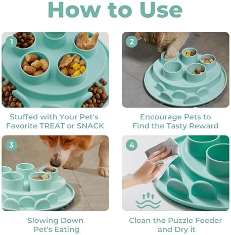 Puzzle Feeder Slow Feeder, Interactive Cat Puzzle Toy for Mental Stimulation, Silicone Cat Enrichment Toys, Reduces Boredom and Trains Intelligence, Green - Image 6