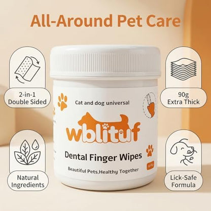 Dog Dental Wipes and Dog Teeth Cleaning Wipes, Puppy Tooth Brushing Kit Alternative for Dental Wipes for Dogs Teeth and Cat Tooth Brush Use, Non Woven Lick Safe No Rinse, 50 Count - Image 6