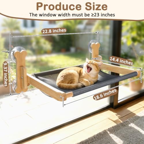 SZEE Cat Window Perch, Cooling Window Cat Bed with Cooling Mat, Foldable Pet Perch Hammock with Sturdy Wooden Frame & Large Suction Cup, with Soft Flannel Plush Backing for All-Season Use - Image 4