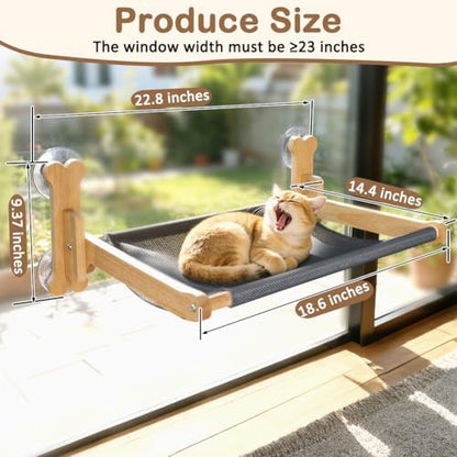 SZEE Cat Window Perch, Cooling Window Cat Bed with Cooling Mat, Foldable Pet Perch Hammock with Sturdy Wooden Frame & Large Suction Cup, with Soft Flannel Plush Backing for All-Season Use - Image 4