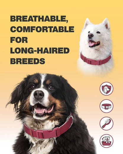 Dynmeow Soft and Breathable Cotton Dog Collar, Durable Adjustable Heavy-Duty Pet Collar with Quick-Release Buckle, Lightweight for Sensitive Skin for Large Dogs, Red, L