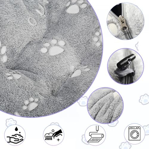 Cat Tunnel Bed, Cat Tunnels for Indoor Cats, Cat Donut Tunnel Toy with Washable Circle Cushion, Straight Shaped Tunnel, 4 Fluffy Balls, Blackout Tent, Self-Luminous Cat Toys（Grey） - Image 3