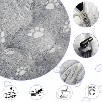 Cat Tunnel Bed, Cat Tunnels for Indoor Cats, Cat Donut Tunnel Toy with Washable Circle Cushion, Straight Shaped Tunnel, 4 Fluffy Balls, Blackout Tent, Self-Luminous Cat Toys（Grey） - Image 3