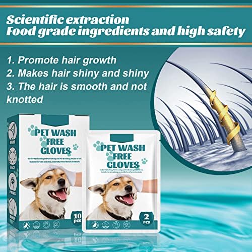 Pet Rinse Free Grooming Gloves, 10Pcs Pet Wipes for Dogs & Cats Wash Free Gloves, Cleansing Grooming with Plant Extract No Rinse Thick Extra Puppy Wipes - Image 2