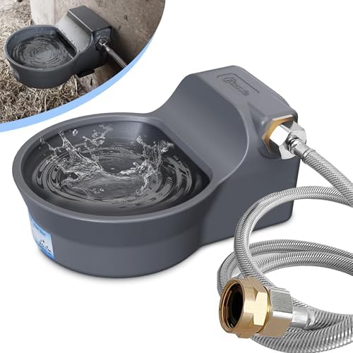 Automatic Dog Water Dispenser with Anti-tip Bracket, 68 oz Outdoor Dog Water Bowl Dispenser, Auto Refill Water Feeder for Pets & Livestock, Food Grade Waterer Fit 3/4" GHT Faucet, Wide Mouth by PetSuppliesDesignerBrand