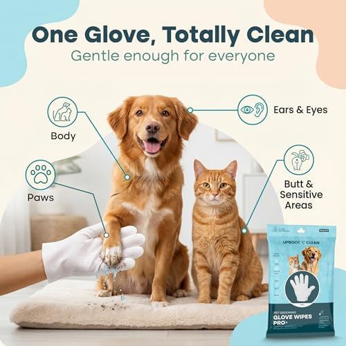 Uproot Clean Pet Grooming Gloves: Deodorizing & Grooming, 1-Month Supply - Image 4