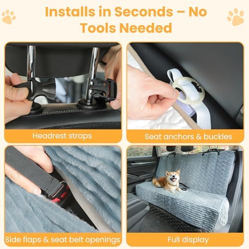 Dog Car Seat Cover, Waterproof Non-Slip Pet Mat, Bluegrey Back Seat - Image 4