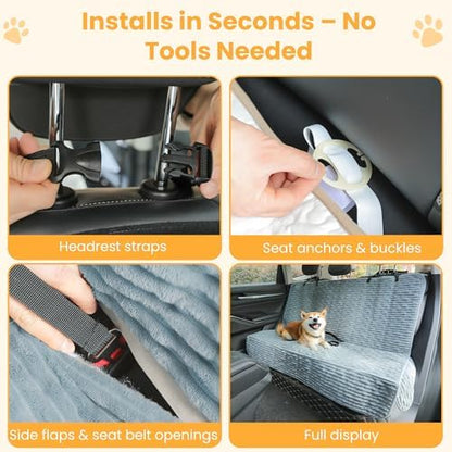 Dog Car Seat Cover, Waterproof Non-Slip Pet Mat, Bluegrey Back Seat - Image 4