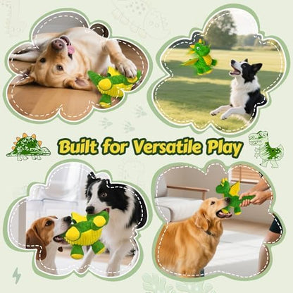 Squeaky Dog Toy - Plush Dragon with 5 Squeakers and Crinkle Wings - Image 5