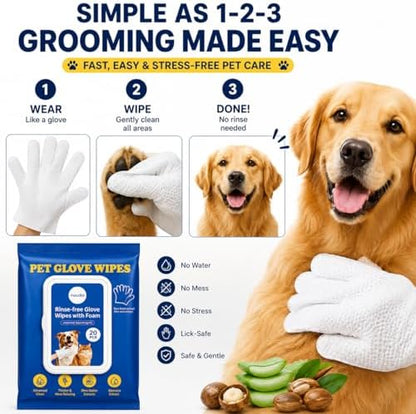 Pet Cleaning Gloves Wipes for Dogs & Cats – Disposable Grooming Gloves for Paws, Ears, Teeth & Body – Gentle & Easy No-Rinse Cleaning (20 Count) - Image 5