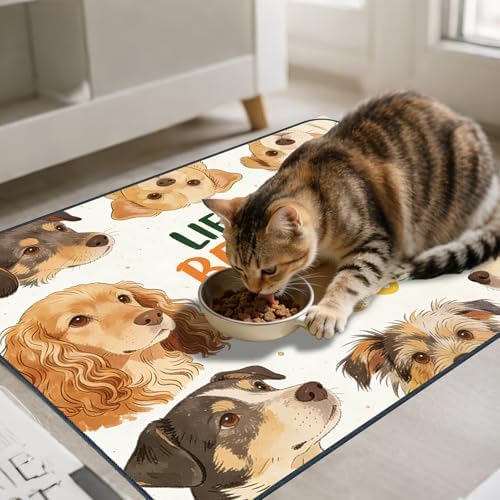 Nuxovilar Cute Canine Pet Food Mat Polyester 23.62x17.71 Inches - Image 2