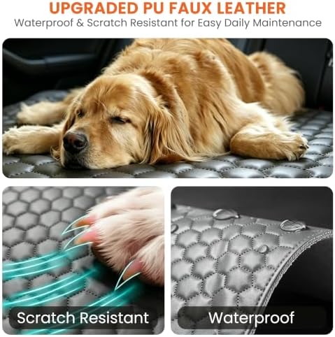 Large Dog Car Seat Cover Hammock Backseat, Waterproof Hard Base PU Leather - Image 3