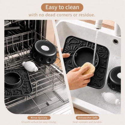 Dog Licking Slow Feeder Bowl with Rolling Ball Anti-Gulping, 2 in 1 Dog Non-Slip Lick Mat, Edible Silicone for Wet Food, Yogurt, Bone Broth, Nutrient Solution Black - Image 7