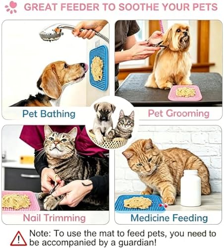 Licking Mat for Dogs & Cats with Suction Cups, 1 Pack Square Dog Slow Feeder Lick Pat for Anxiety Relief Boredom, Dog Toys to Keep Them Busy, Pets Bathing Training Grooming Mat 7.8 * 7.8 inches - Image 5