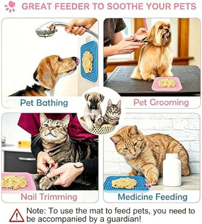 Licking Mat for Dogs & Cats with Suction Cups, 1 Pack Square Dog Slow Feeder Lick Pat for Anxiety Relief Boredom, Dog Toys to Keep Them Busy, Pets Bathing Training Grooming Mat 7.8 * 7.8 inches - Image 5