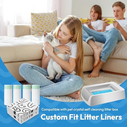 40 Pack Cat Litter Bags, Compatible with PetSafe Scoopfree Crystal Plus, Pro, Smart Model Litter Box Tray Refill, with Anti-scratch Cardboard, Thick Drawstring Litter Box Liners, 37" x 17" - Image 2