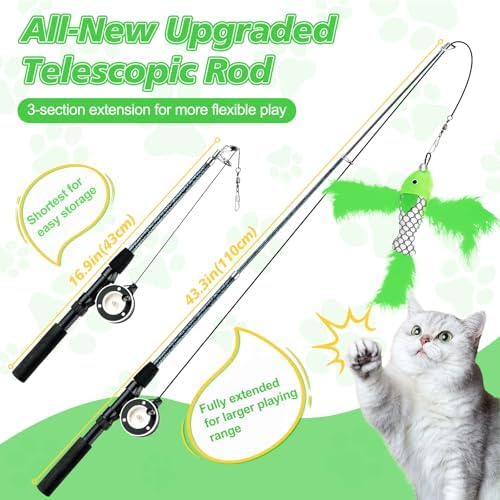 Pawaboo Cat Feather Toys, 4 Pack Interactive Cat Feather Teaser Wand Toys - Image 2