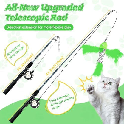 Pawaboo Cat Feather Toys, 4 Pack Interactive Cat Feather Teaser Wand Toys - Image 2