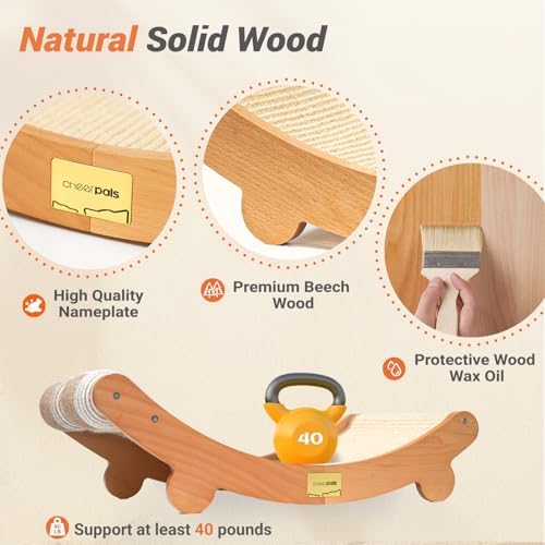 CHEERPALS Sisal Cat Scratcher Bed with Balls Wooden Cat Furniture(Large) - Image 3