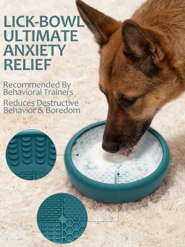 Dog Lick Bowl with Brush and Scraper, Anxiety Relief Lick Mat for Dogs, Non-Slip Freeze Licking Bowl Enrichment Puzzle Feeder for Distraction, BPA Free Silicone, Dishwasher Safe - Image 3