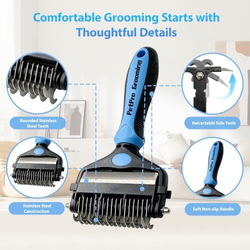 3-in-1 Grooming Brush: Skin-Safe Dematting Rake for Dogs & Cats - Image 7