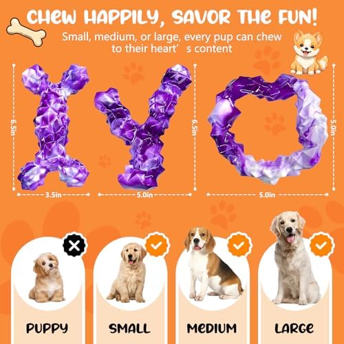 WOWBALA 3 Pack Dog Chew Toys for Aggressive Chewers,Indestructible Dog Toy for Medium Large Dogs, Chew Toys to Keep Dogs Busy,Super Chewer with Tough Nylon, Reduce Boredom & Anxiety（Bacon Flavored） - Image 6