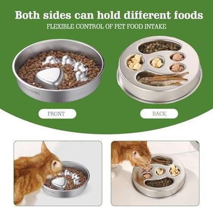 Stainless Steel Slow Feeder Dog Bowls – Non-Slip Metal Dog Bowl for Large & Medium Breeds, Puppy Puzzle Feeder – 2 Cup Capacity for Small to Big Pets – Durable Slow Feed Dog & Cat Food Dish with Mat - Image 5