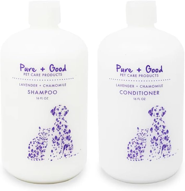 Shampoo and Conditioner Set, Formulated for All Pets, Gentle and Cleansing, Made in The USA, Cruelty Free, 16 fl oz (Lavender + Chamomile)