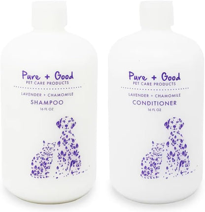 Shampoo and Conditioner Set, Formulated for All Pets, Gentle and Cleansing, Made in The USA, Cruelty Free, 16 fl oz (Lavender + Chamomile)